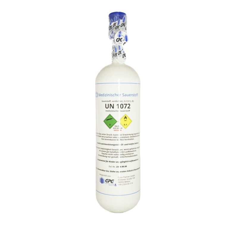 Gasflasche, Med. O2 - Sauerstoff Medizinisch nach AMG  2 Liter/ C 2