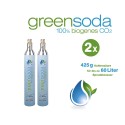 greensoda | Standard-Zylinder für Getränkesprudler, 425 g biogene Kohlensäure für bis zu 60 Liter Sprudelwasser | 2er-Pack
