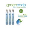 greensoda | Premium-Zylinder für Getränkesprudler, 450 g biogene Kohlensäure für bis zu 63 Liter Sprudelwasser | 3er-Pack