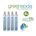 greensoda® PREMIUM XXL Universal Bio Soda-Zylinder, 450 g Kohlensäure, 4er Pack