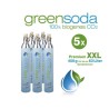 greensoda | Premium-Zylinder für Getränkesprudler, 450 g biogene Kohlensäure für bis zu 63 Liter Sprudelwasser | 5er-Pack