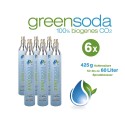 greensoda® PREMIUM XXL Universal Bio Soda-Zylinder, 450 g Kohlensäure, 6er Pack