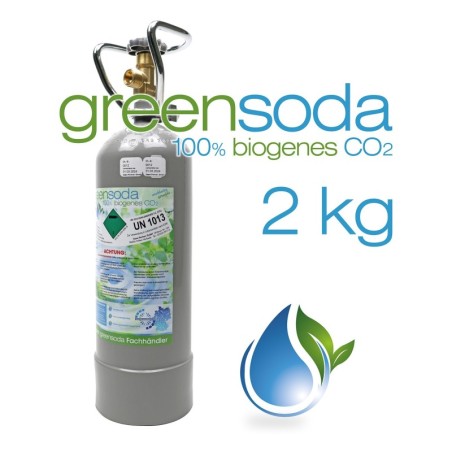 2 kg CO2 Flasche greensoda Kohlensäure für Getränkesysteme, Aquaristik, Zapfanlagen