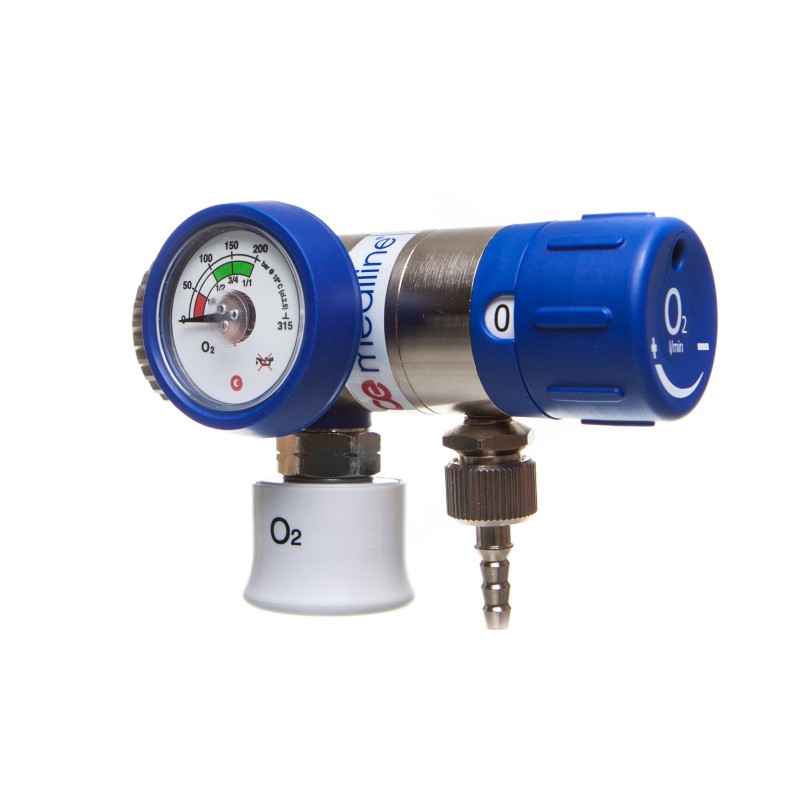 GCE MediSelect 25 Sauerstoff Druckminderer (O2 Med.) DIN-Schnellkupplung,  kurzer Anschlussbolzen - Gase Partner Onlineshop