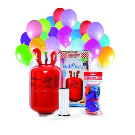 Ballongas - Helium Einwegflasche, Komplett Set mit 30 Latexballons