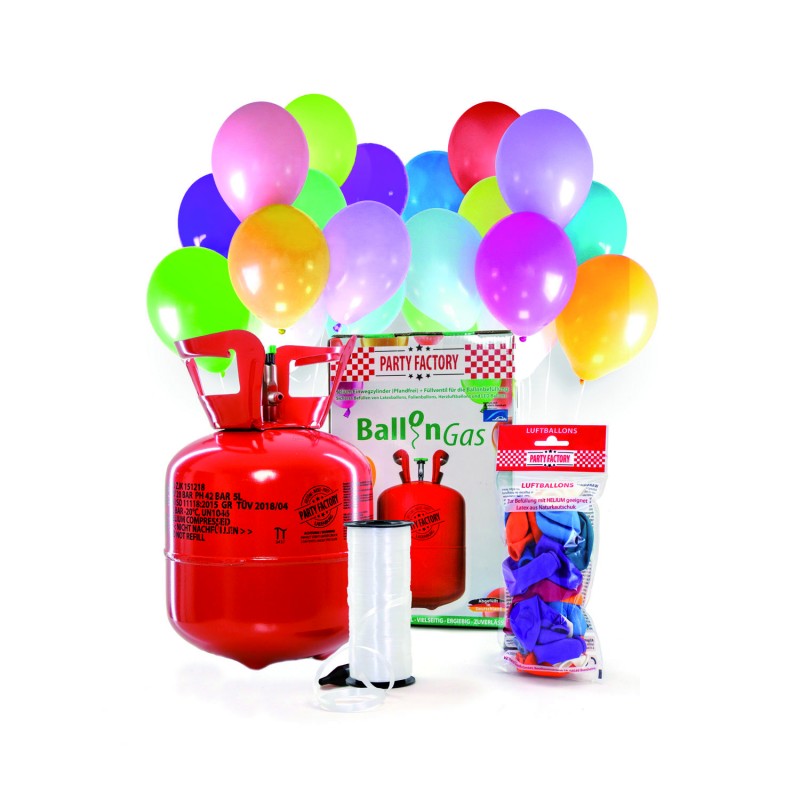 50 Ballons und Schnur Helium Ballongas Set Einwegflasche Ballonkit mit Flasche 