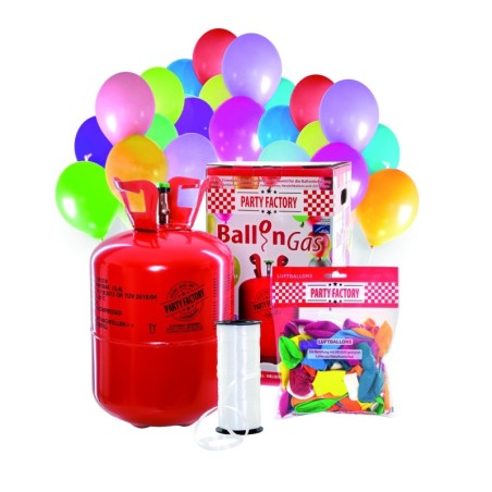 Ballongas - Helium Einwegflasche, Komplett Set mit 50 Latexballons