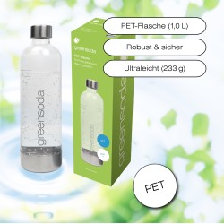PET-Flasche (1,0 Liter) für greensoda Trinkwassersprudler