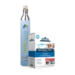 Sparpaket: Labor-Wassertest ''Kombi'' (19 Prüfwerte) + greensoda® PREMIUM XXL Universal Bio Soda-Zylinder