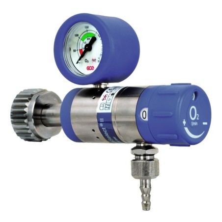 Sauerstoff Druckminderer (O2 Med.) MediSelect 25 "GCE" langer Anschlussbolzen, 0-25 l/min regelbar