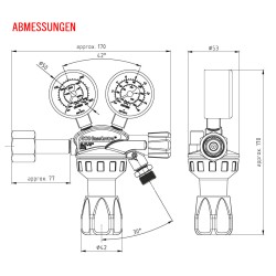 Argon/CO2 Druckminderer GCE BaseControl 0-24 l/m (200 bar)