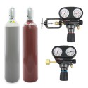Sauerstoff 2.5 20 l CN + Acetylen 2.0 20 l EU + Acetylen Druckminderer 0-1,5 bar + Sauerstoff Druckminderer 0-10 bar