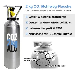 CO2 Kohlensäure Flasche 2 kg Aquaristik E290 Globalimport